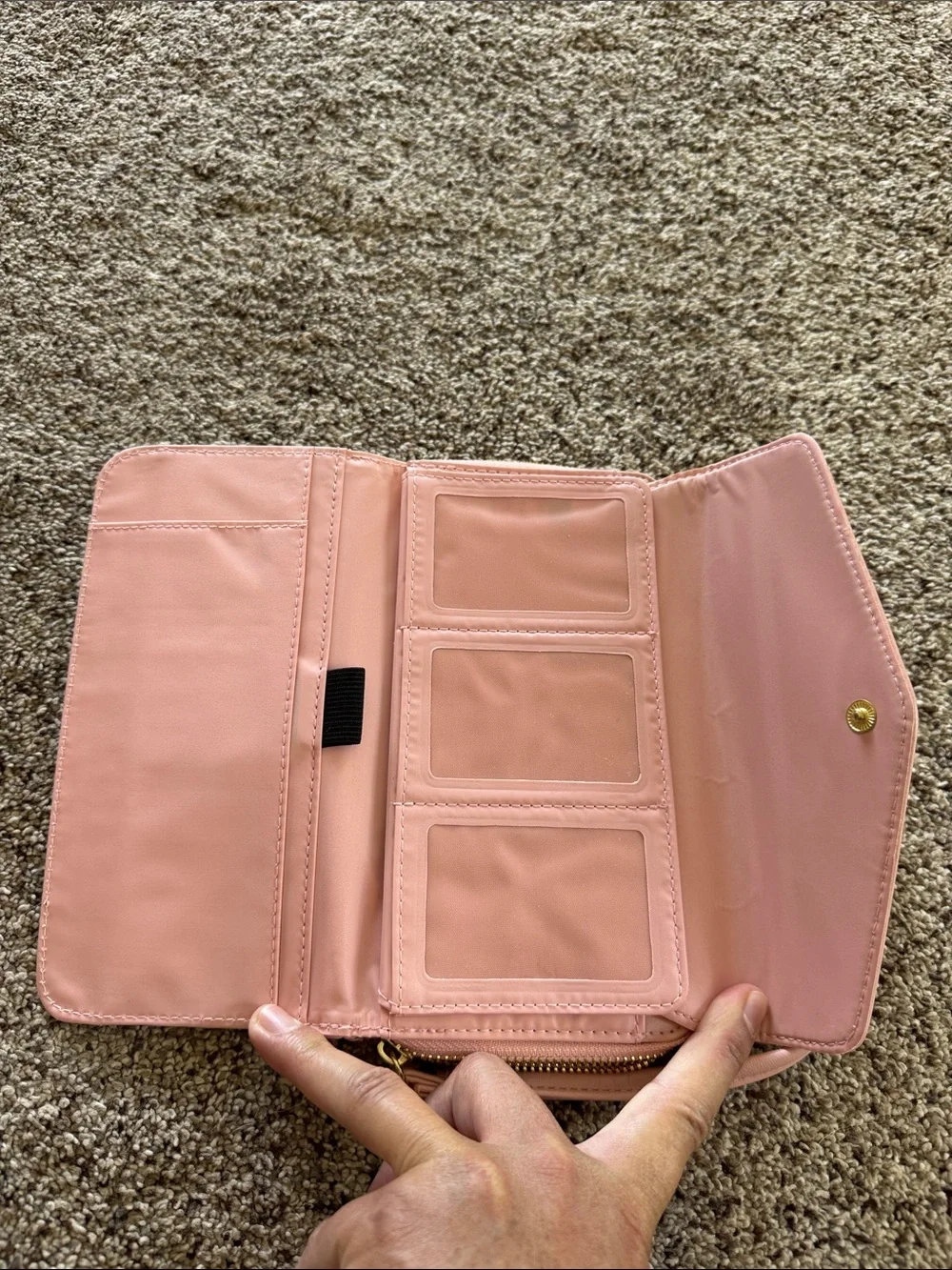 Women's Quilted Envelope Wristlet Clutch in Blush Pink